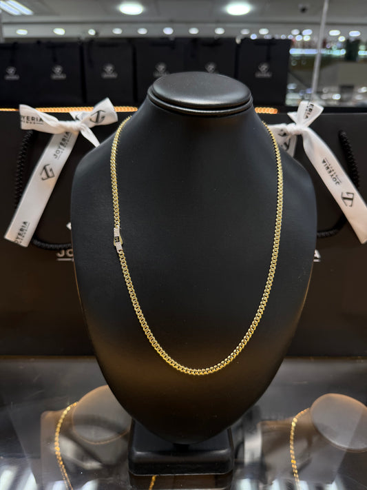 Cadena Monaco Chain 4 mm x 55 cm tejido Classic broche piedra Oro 10k.