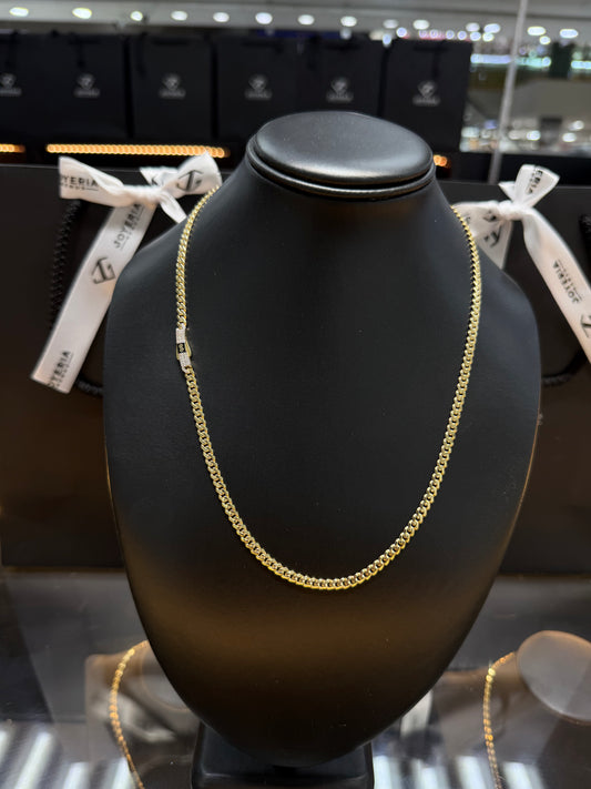 Cadena Monaco Chain 4 mm x 50 cm tejido Classic broche piedra Oro 10k.