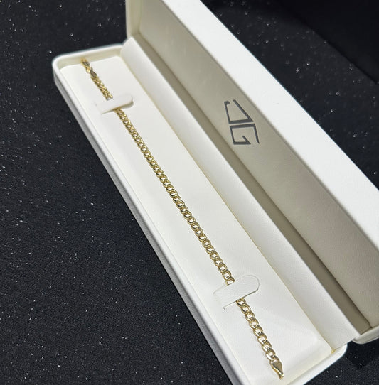 Pulso barbado oro 10 K 5 mm x 21 cm