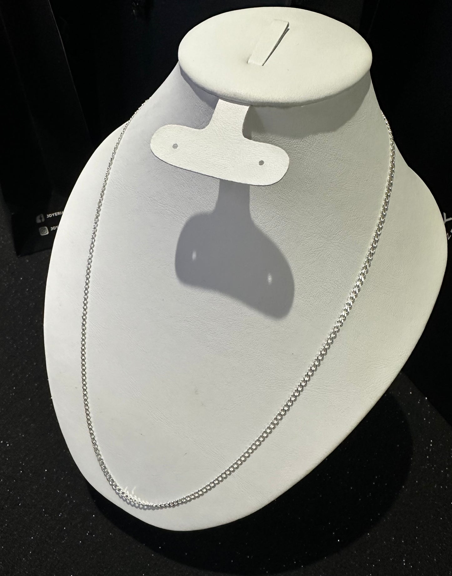 Cadena barbada plata 3 mm x 60 cm