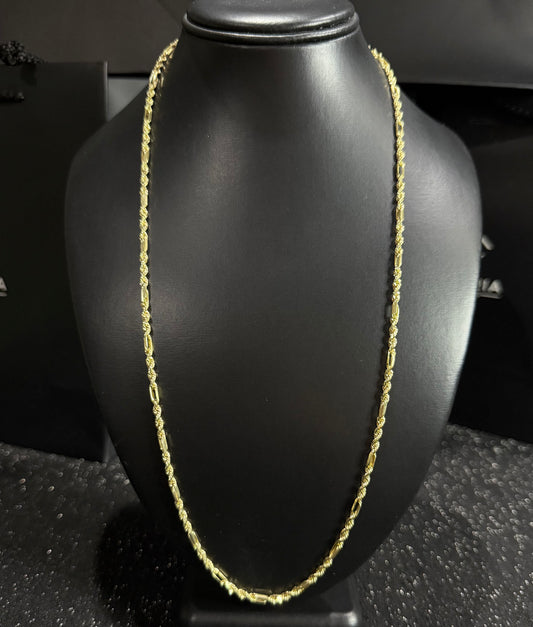 Cadena torzal figaro 3 mm x 65 cm oro 10 K