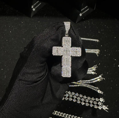 Dije cruz cuadros plata