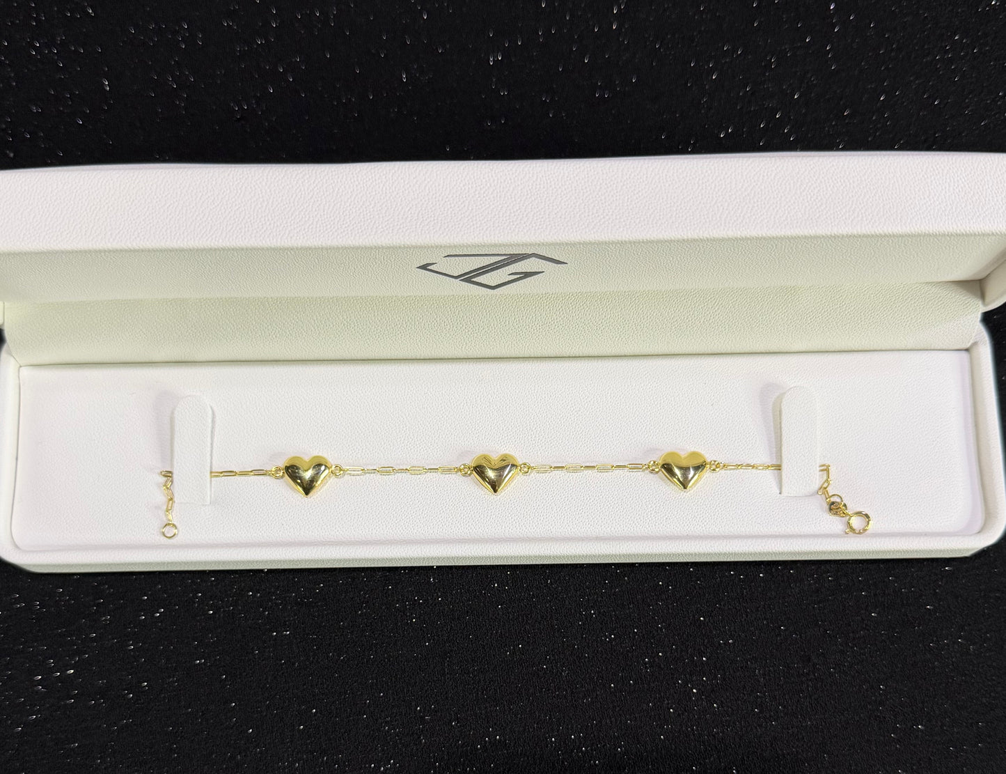 Pulso con corazones de 18cm Oro 10k