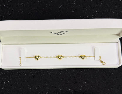 Pulso con corazones de 18cm Oro 10k