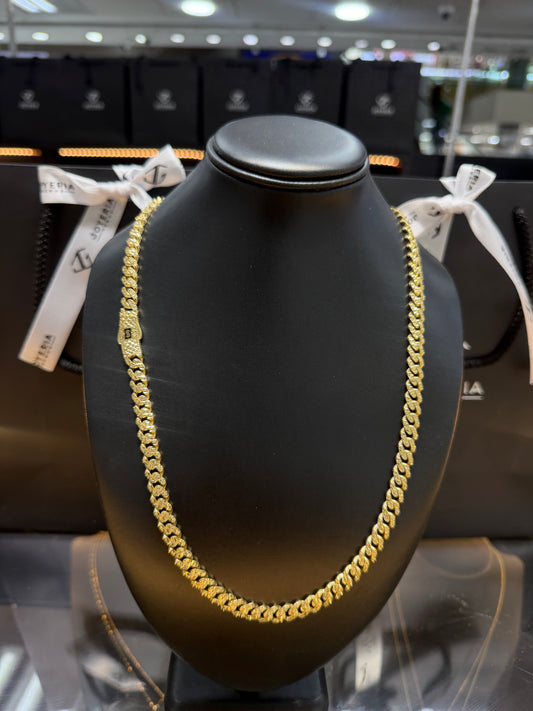 Cadena Monaco Chain 8 mm x 65 cm tejido classic diamantado Oro 10 K