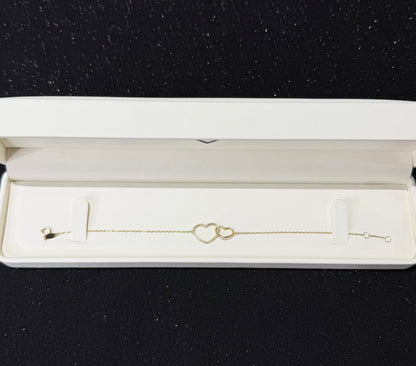 Pulso con corazón 1 mm x 18 cm Oro 10k.