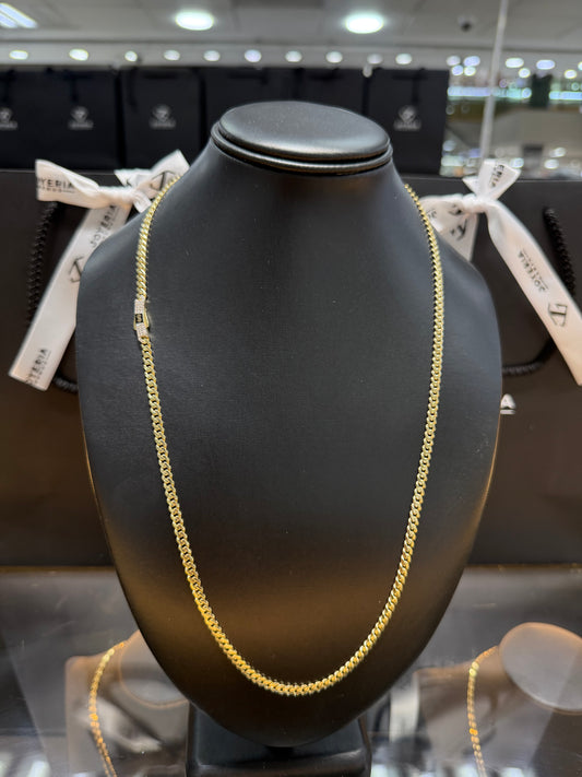Cadena Monaco Chain 4 mm x 60 cm tejido Classic broche piedra Oro 10 K