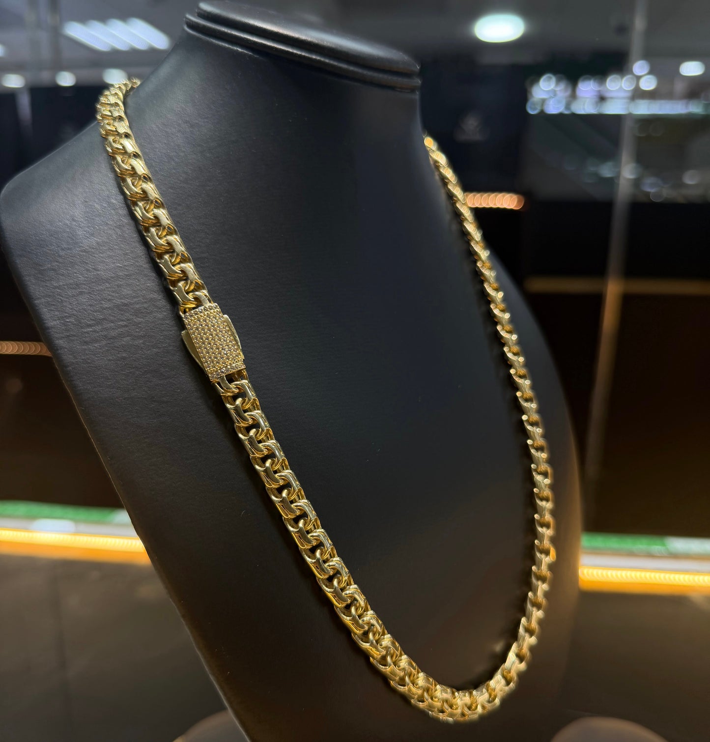 Cadena tejido chino 8 mm x 60cm Oro 10k.