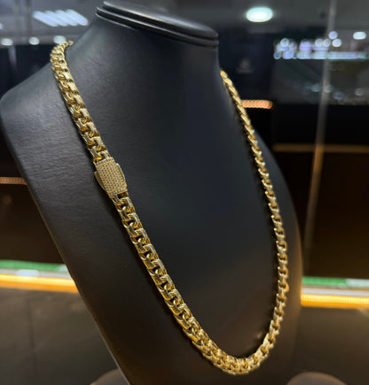 Cadena tejido chino 8 mm x 60cm Oro 10k.