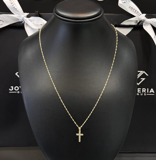 Gargantilla 1.5mm x 50cm y dije Cruz Oro 10k.