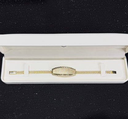 Esclava de petatillo con nombre 5.5 mm x 18 cm Oro 10k.