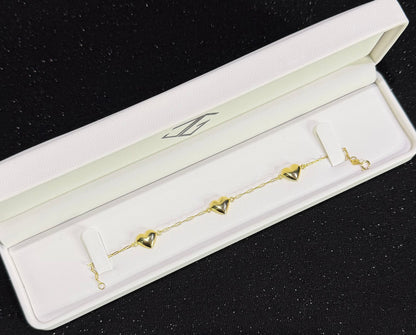 Pulso con corazones de 18cm Oro 10k