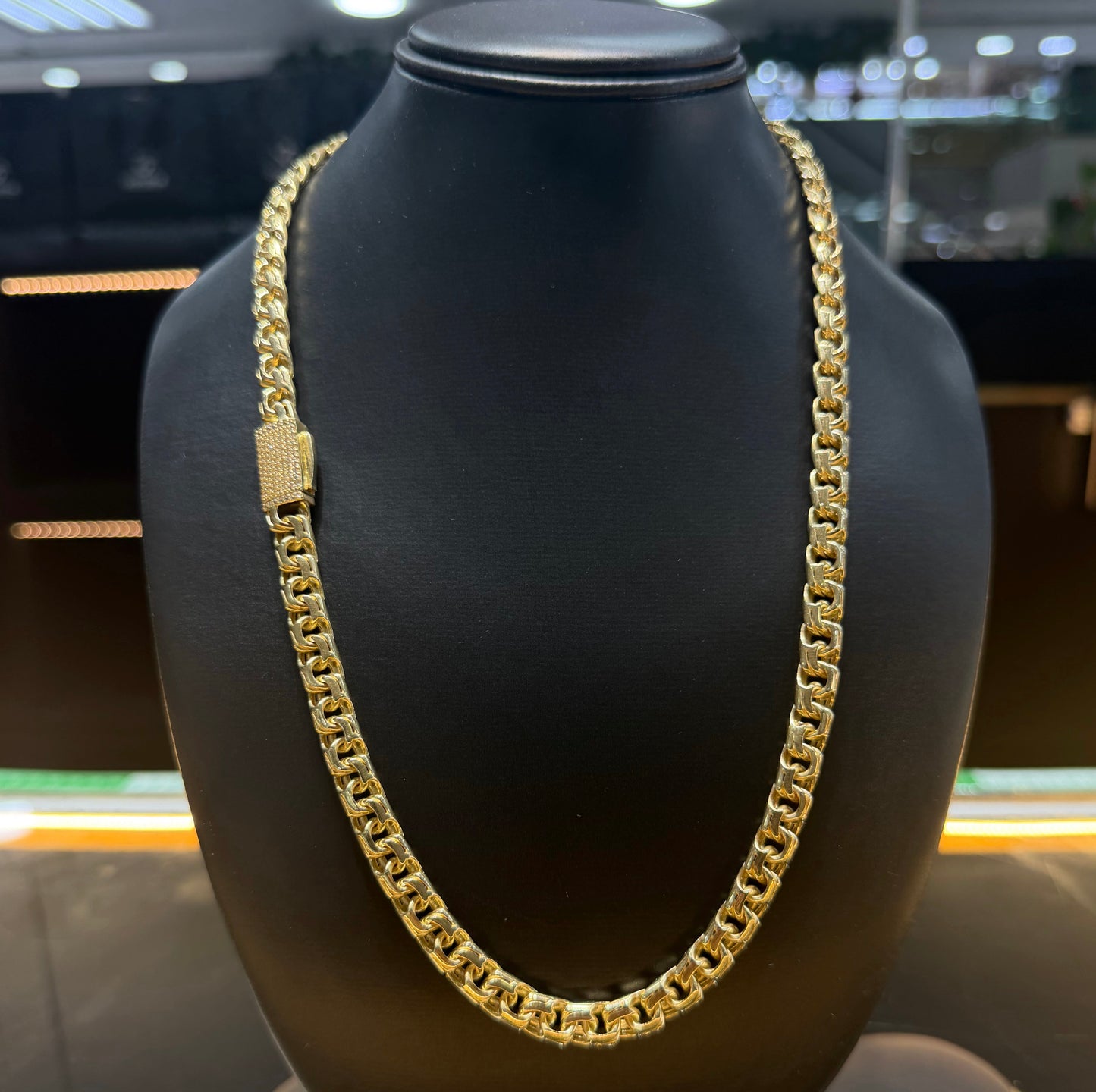 Cadena tejido chino 8 mm x 60cm Oro 10k.