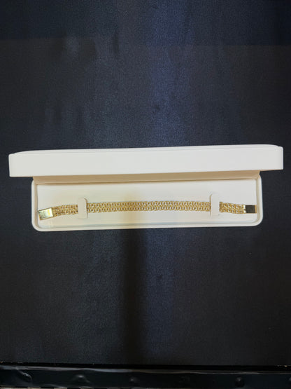 Pulso tejido chino sólido oro 10 K 7.5 mm x 21 cm