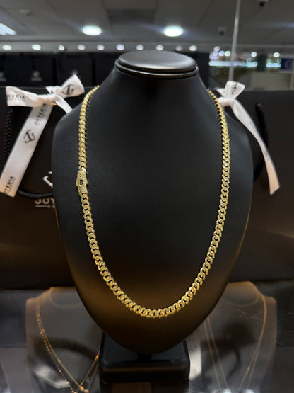 Cadena Monaco Chain 6.5 mm x 60 cm tejido classic diamantado Oro 10 K