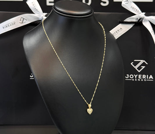 Gargantilla 1.5mm x 50cm y dije Corazón Oro 10k.