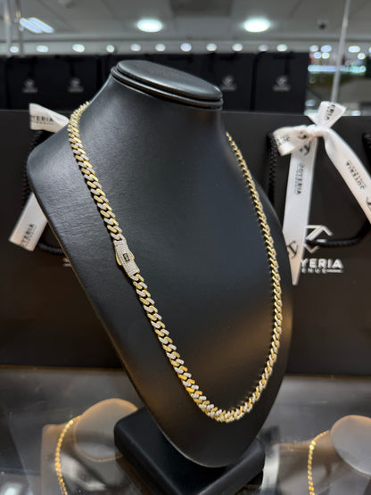 Cadena Monaco Chain 6.5 mm x 60 cm tejido classic alternado Oro 10 K