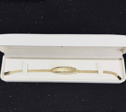 Esclava de petatillo con nombre 5 mm x 21 cm Oro 10k.