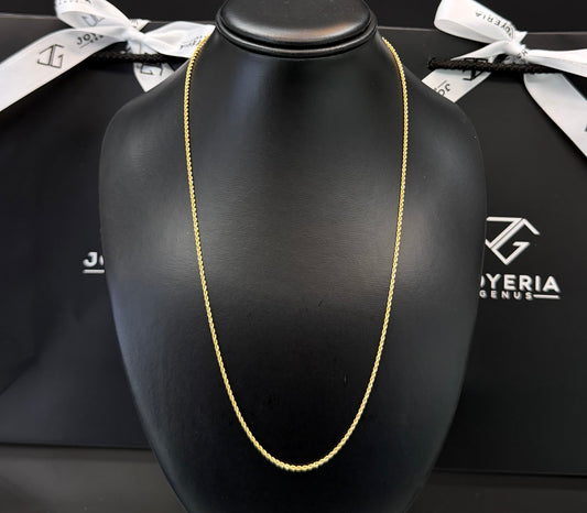 Cadena torzal 1.5 mm x 60 cm Oro 10k.