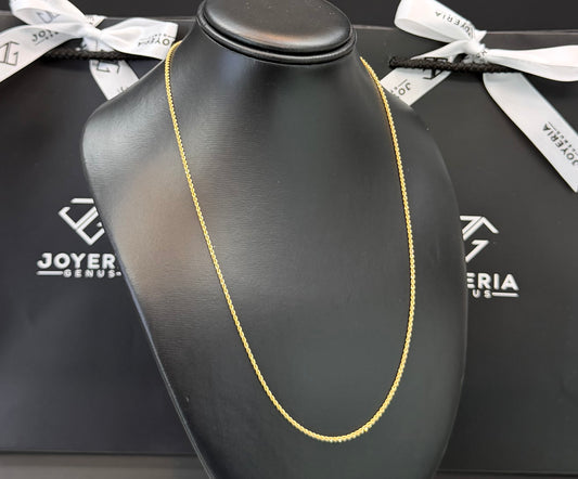 Cadena torzal 1.5 mm x 55 cm Oro 10k.