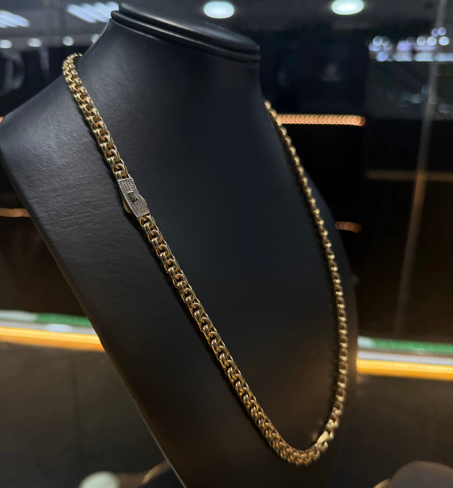 Cadena tejido chino 6mm x 60cm Oro 10k.