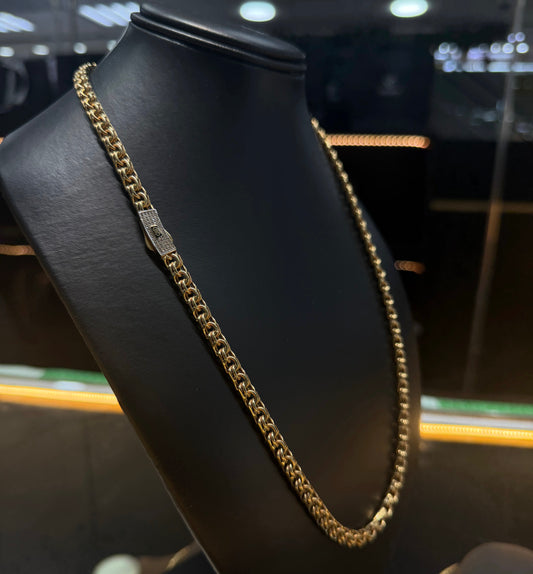 Cadena tejido chino 6mm x 60cm Oro 10k.