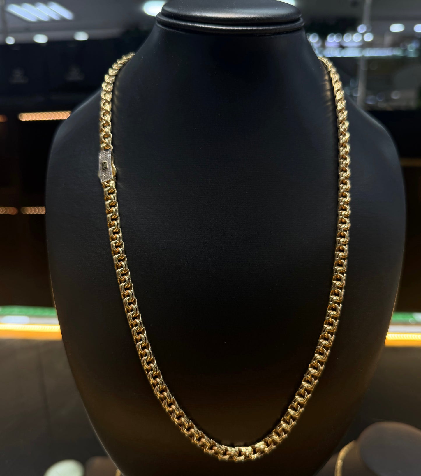 Cadena tejido chino 6mm x 60cm Oro 10k.