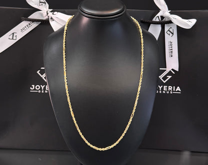Cadena torzal fígaro 3 mm x 60 cm Oro 10k.