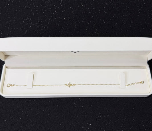 Pulso con cruz 1 mm x 18 cm Oro 10k.