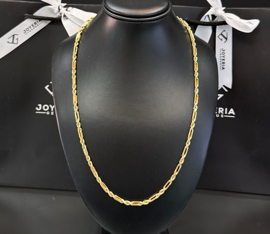 Cadena torzal fígaro oro 10 K 4 mm x 60 cm