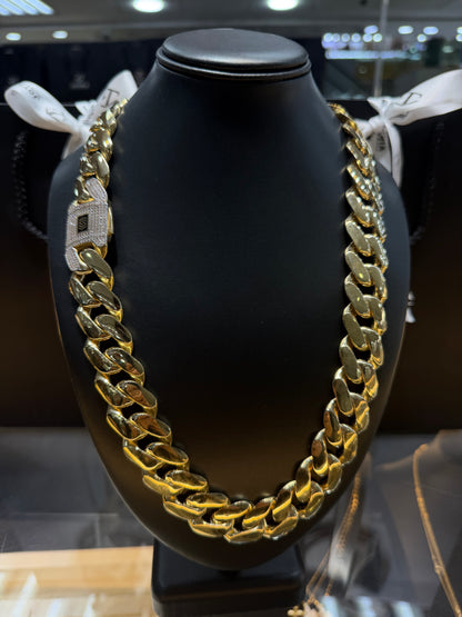 Cadena cubana oro 10 K 2 cm x 65 cm