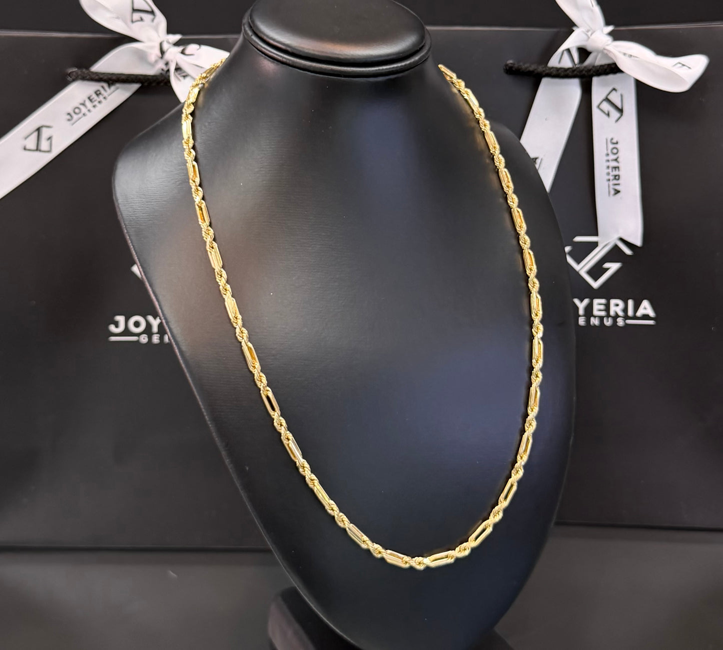 Cadena torzal fígaro oro 10 K 4 mm x 60 cm