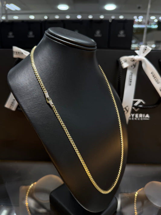 Cadena Monaco Chain 4 mm x 60 cm tejido Classic broche piedra Oro 10 K