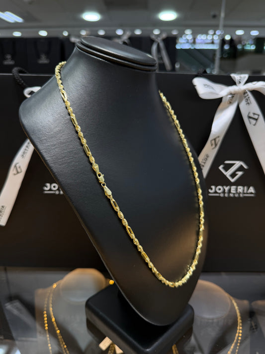 Cadena Torzal fígaro 3.5 mm x 60 cm Oro 10k