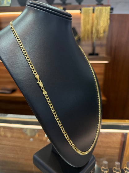 Cadena barbada oro 10 K 5 mm x 65 cm