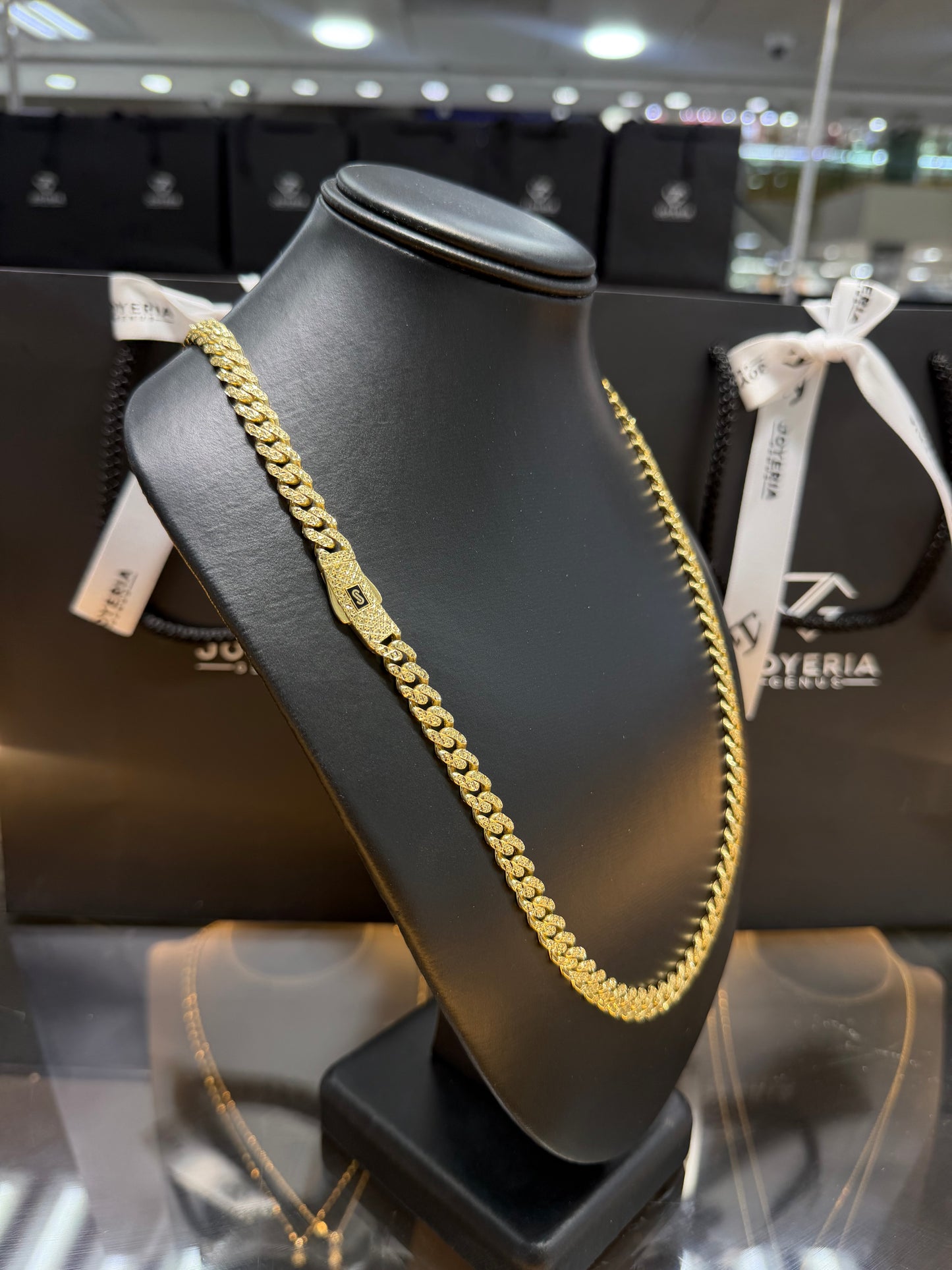Cadena Monaco Chain 8 mm x 65 cm tejido classic diamantado Oro 10 K