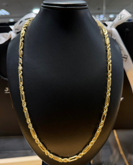 Cadena Torzal fígaro 5mm x 65cm Oro 10k.