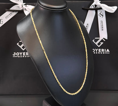 Cadena torzal fígaro 3 mm x 60 cm Oro 10k.