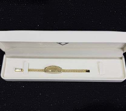 Esclava de petatillo con nombre 5.5 mm x 12 cm Oro 10k.