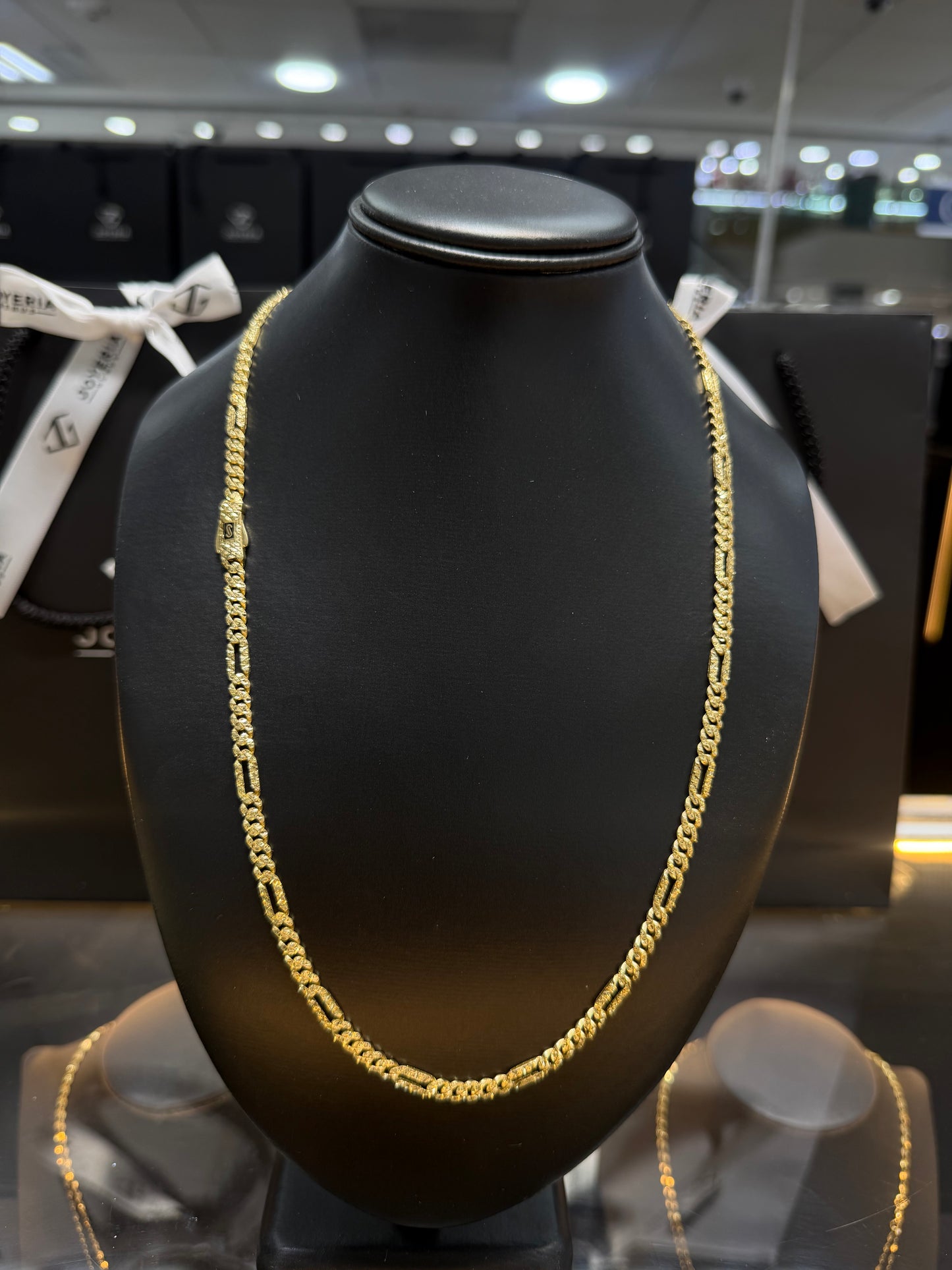 Cadena Monaco Chain 5 mm x 60 cm tejido fígaro diamantado Oro 10 K