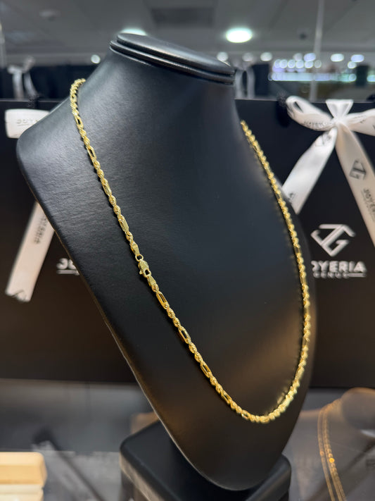 Cadena torzal fígaro oro 10 K 3 mm x 60 cm