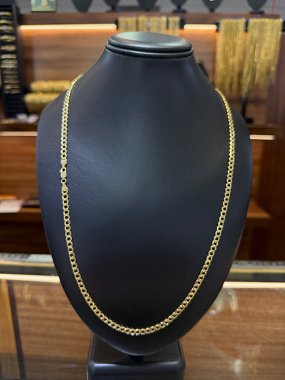 Cadena barbada oro 10 K 5 mm x 65 cm