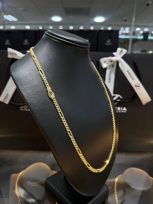 Cadena Monaco Chain 5 mm x 60 cm tejido fígaro diamantado Oro 10 K