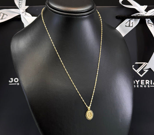 Gargantilla de 1.5mm x 45cm y dije Virgen Oro 10k
