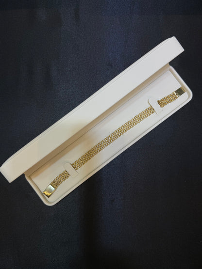 Pulso tejido chino sólido oro 10 K 7.5 mm x 21 cm