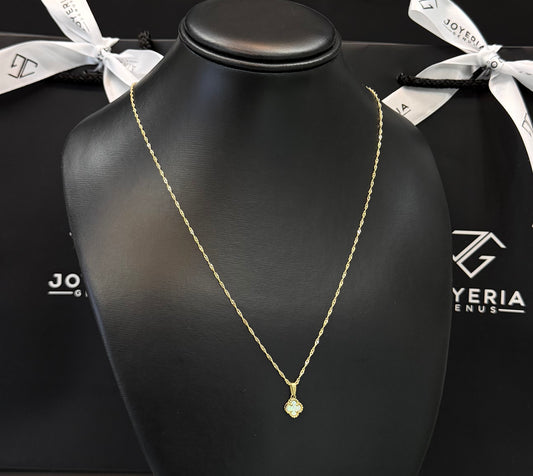 Gargantilla 1.5mm x 50cm y dije tipo VCa blanco Oro 10k.