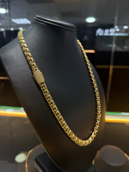 Cadena tejido chino 8 mm x 60cm Oro 10k.