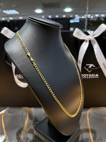 Cadena barbada oro 10 K 4 mm x 65 cm