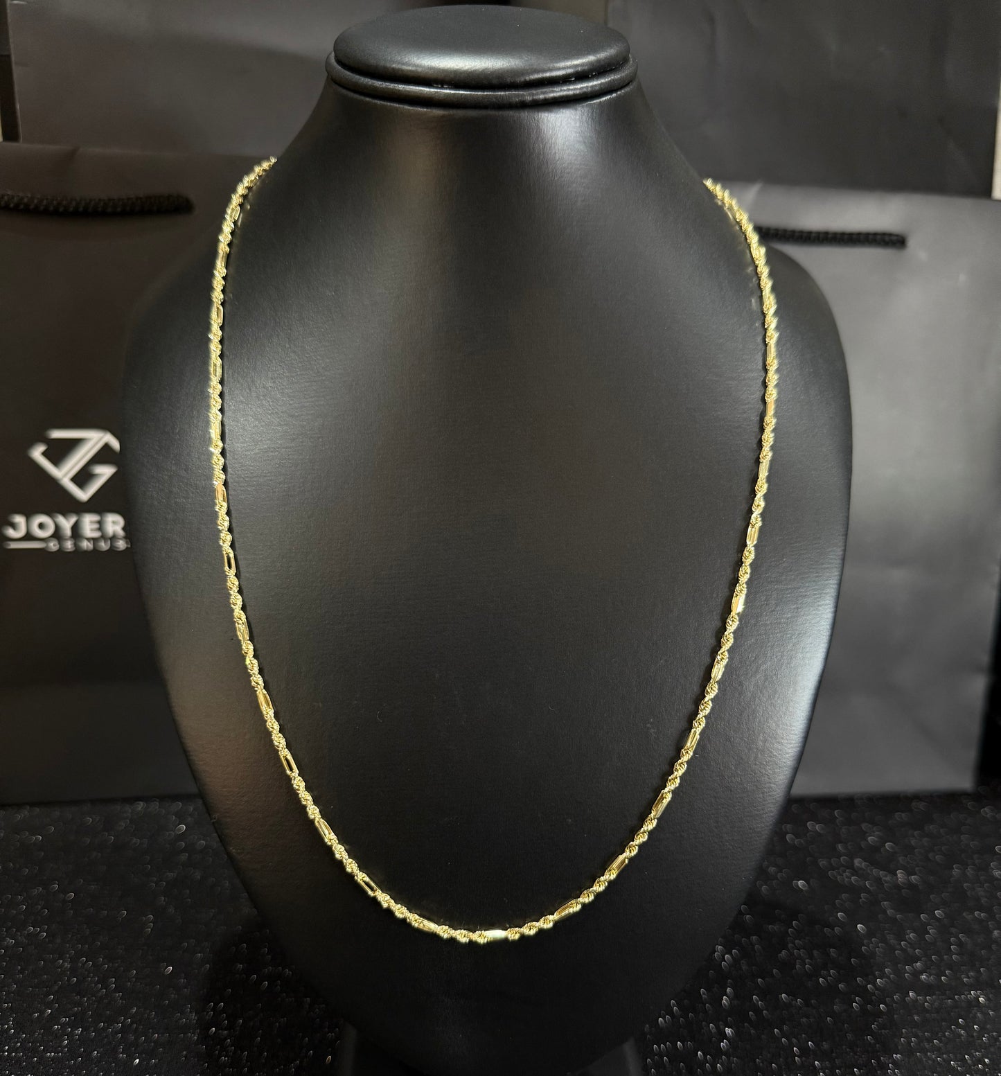 Cadena torzal figaro oro 10 K 2 mm x 60 cm