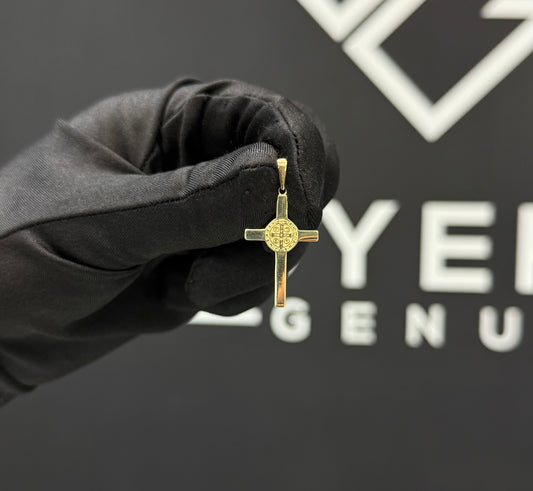 Dije cruz con san benito oro 10 K